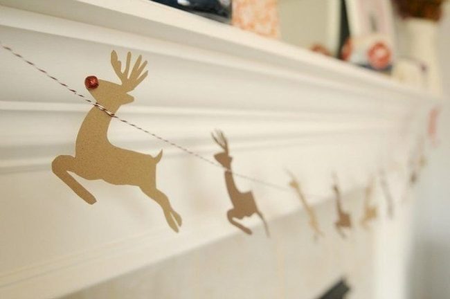 Santa And Reindeer Paper Garland