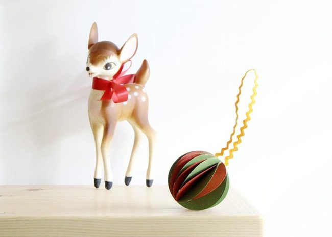 Brown Ceramic Deer With Red Ribbon