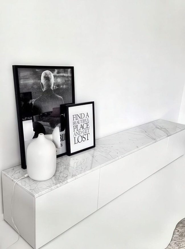 Glossy Marble Cabinet Clean Minimalism