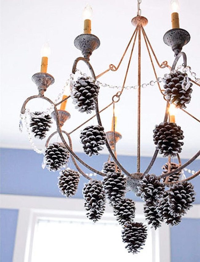 Silver Pinecone Chandelier
