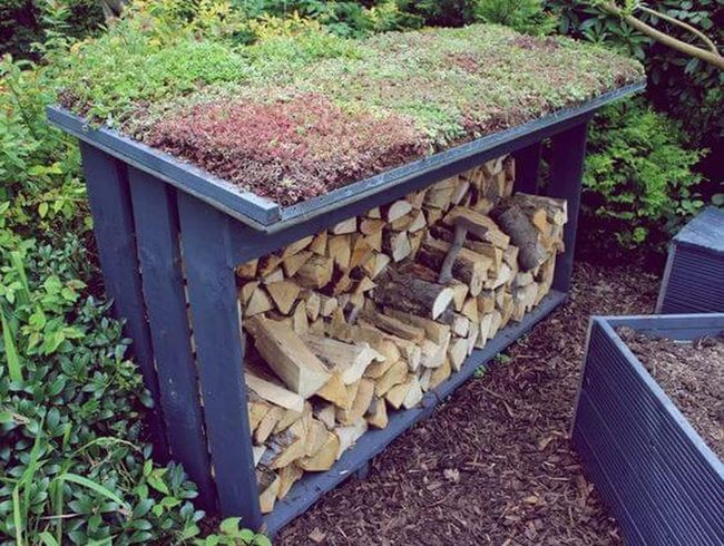 Blue Stacked Wood Planter