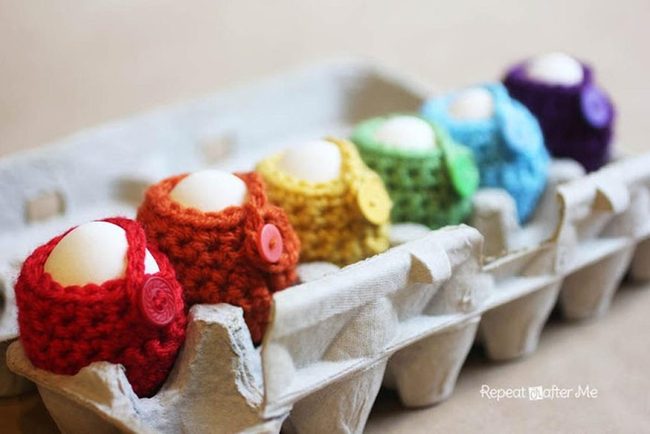 Rainbow Knitted Egg Holders