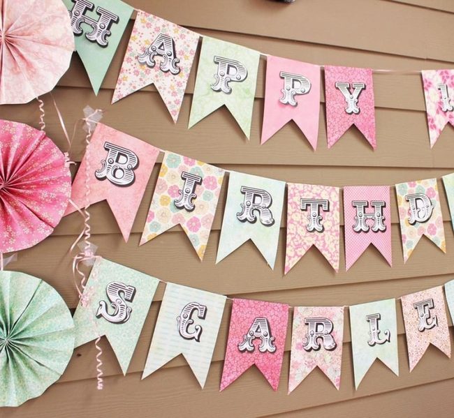 Pastel Flower Flag Birthday Blaze