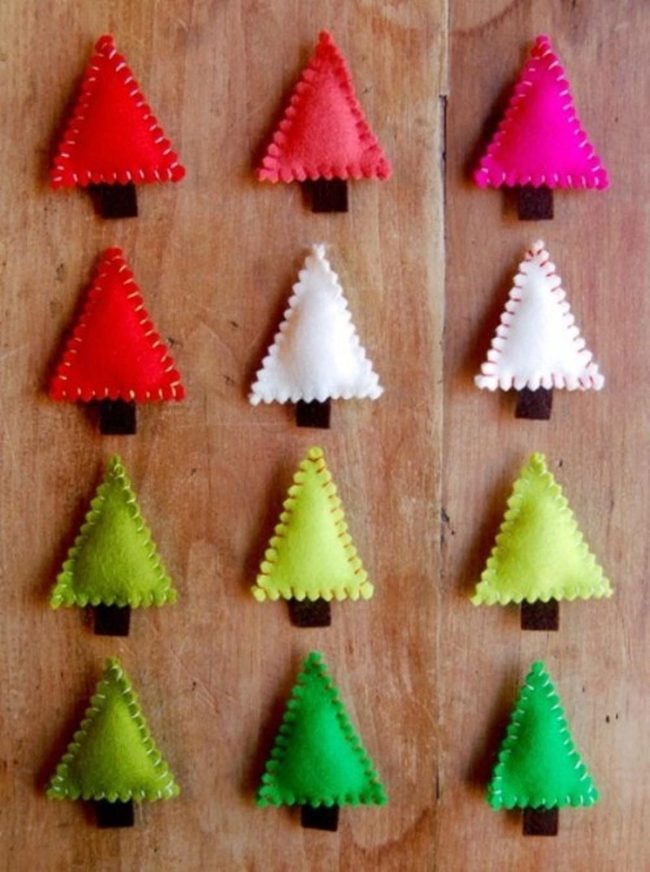 Felt Trees On Warm Wood