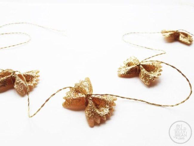 Golden Bowtie Pasta String Decoration