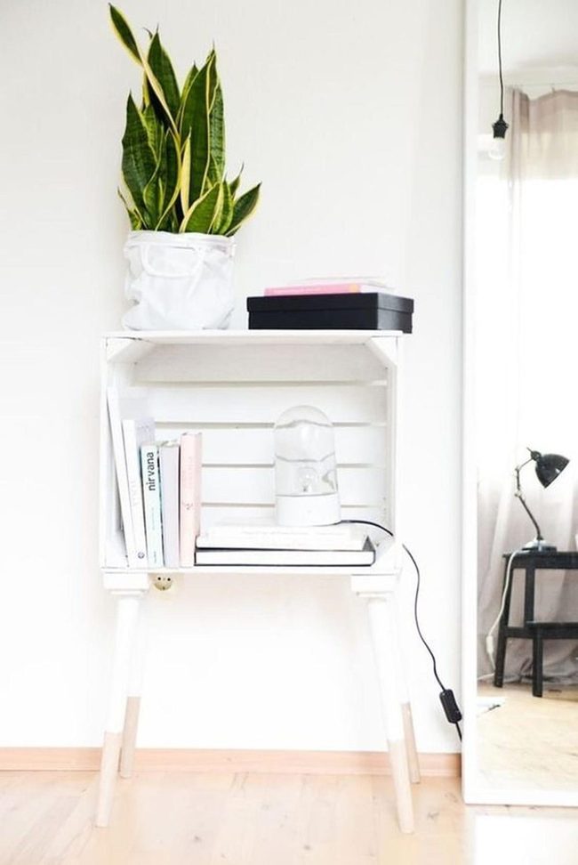 White Shelves, Wooden Legs, Black Accents