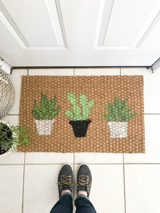 Cheerful Green Cactus Doormat
