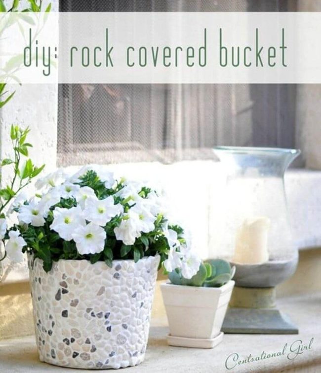 Metal Bucket Coastal Planter