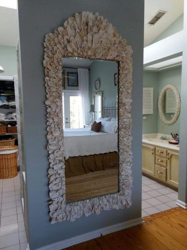 Oyster Shell Mirror Statement