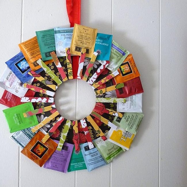 Colorful Tea Bag Wreath
