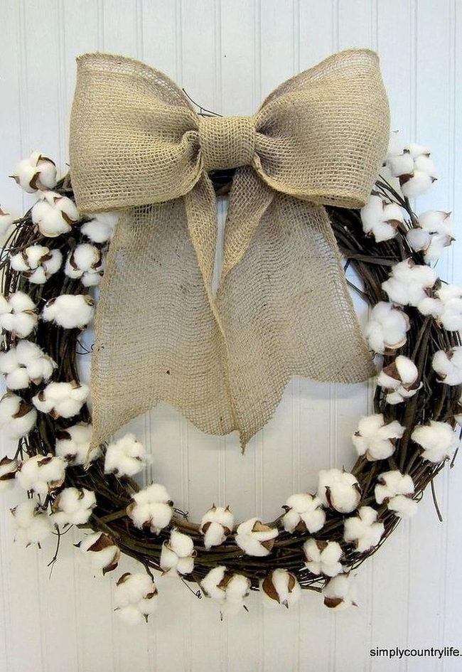 Cotton Grapevine Door Wreath