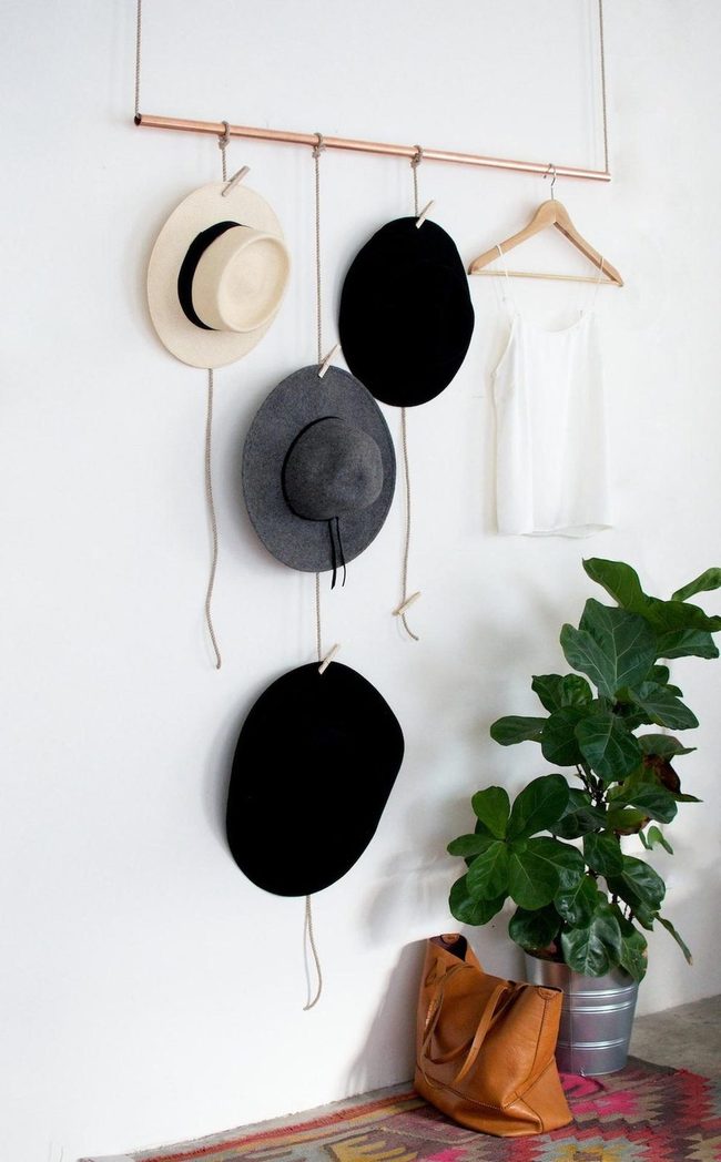 Copper Rods, White Walls, Hats