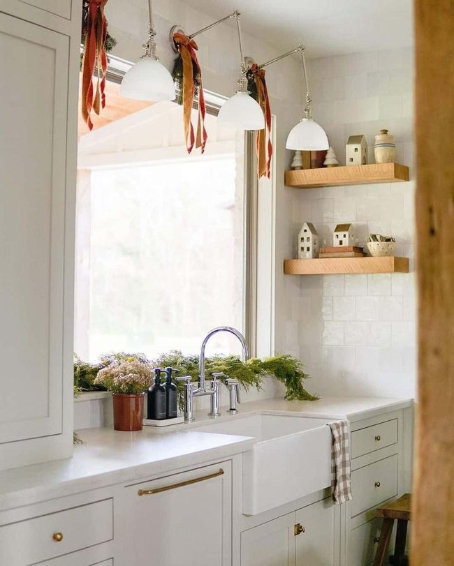 White Cabinets, Brass Hardware, Farmhouse Soul
