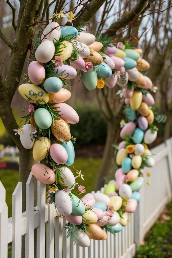 Pastel Eggs On String