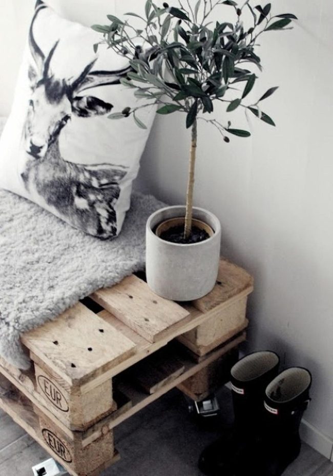 Weathered Wood Corner With Gray Blanket