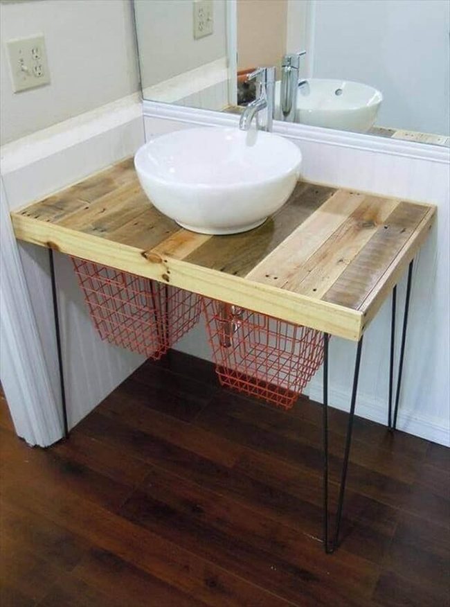 Reclaimed Wooden Vanity With Basket Options