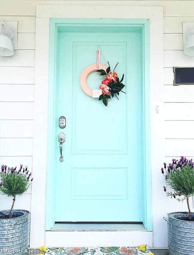 Coral Mint Flower Wreath