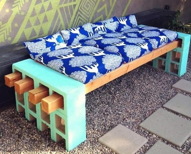 Painted Cinder Block Daybed
