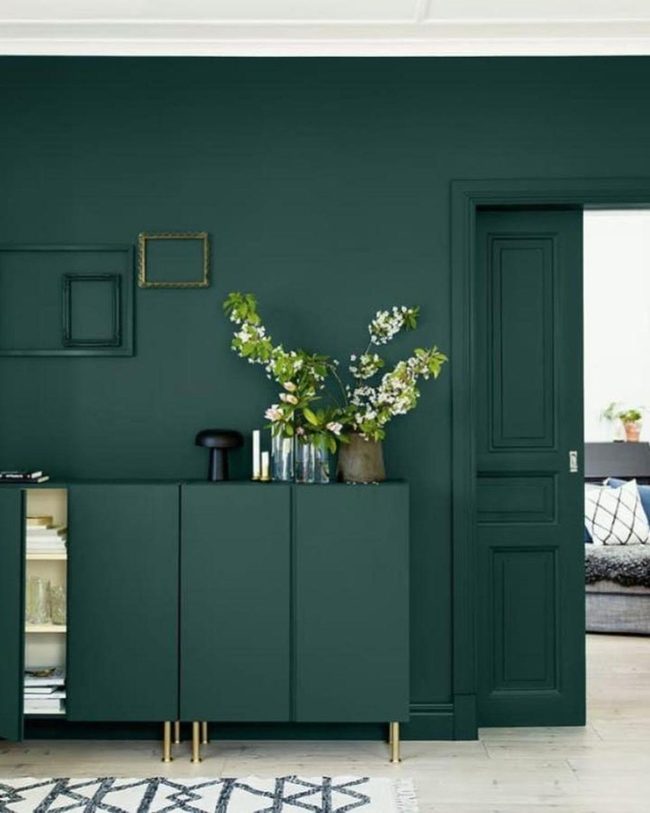 Deep Green Ivar Cabinet With Brass Legs