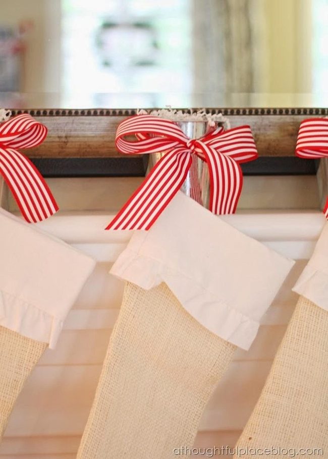 Woven Stockings, Striped Ribbons, Fireplace