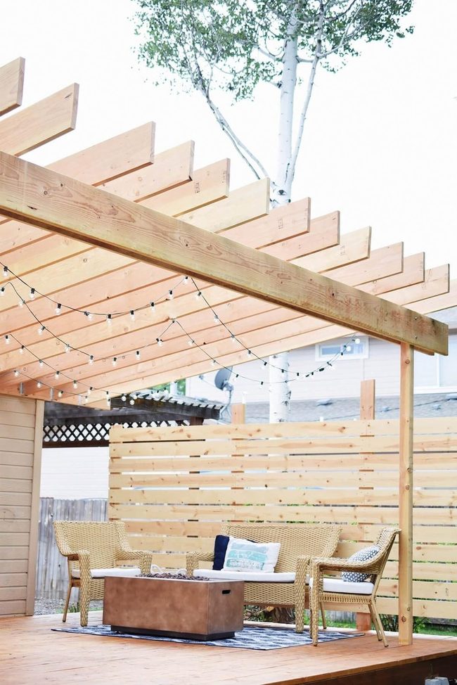 Curved Seating Under Draped Lights