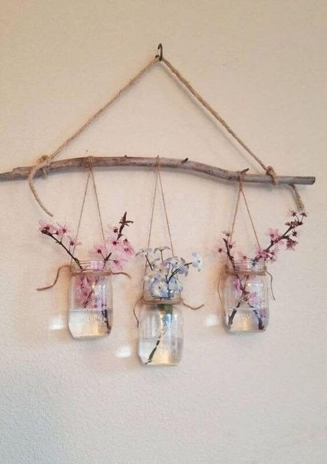 Pastel Flowers In Glass Jars