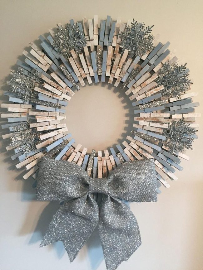 Stacked Clothespin Snowflake Wreath