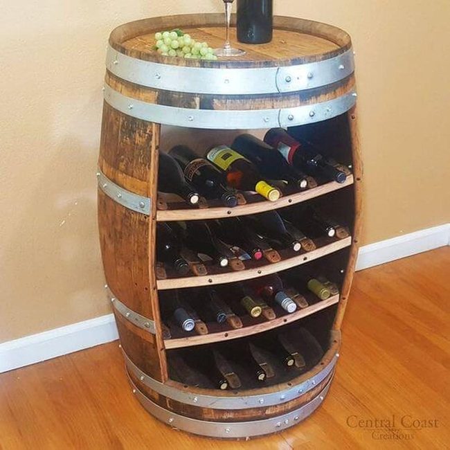 Wine Barrel Metal Display