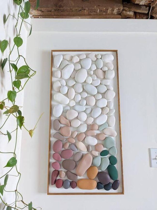 Stone Pebble Wall Installation