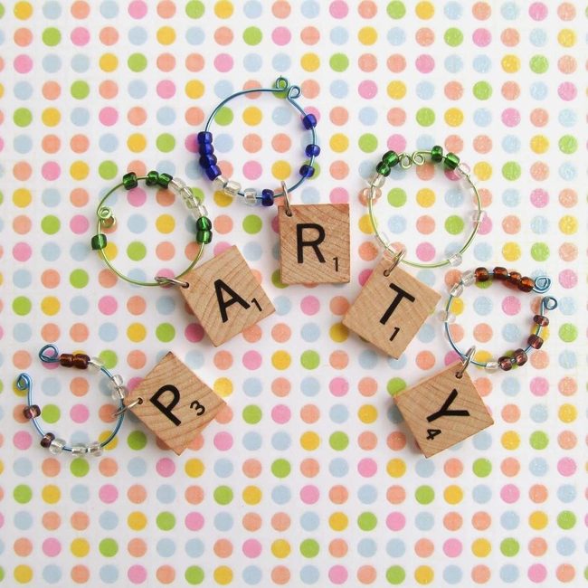 Wooden Letter Beaded Rings