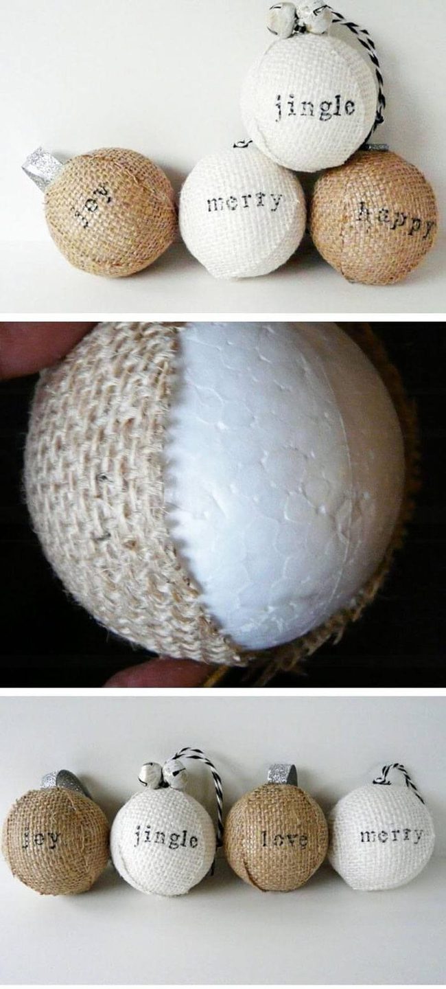 Burlap Twine Christmas Ornaments