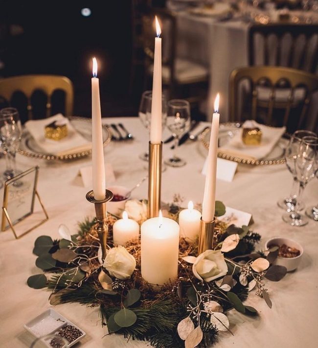 Candlelit Gold And Greenery