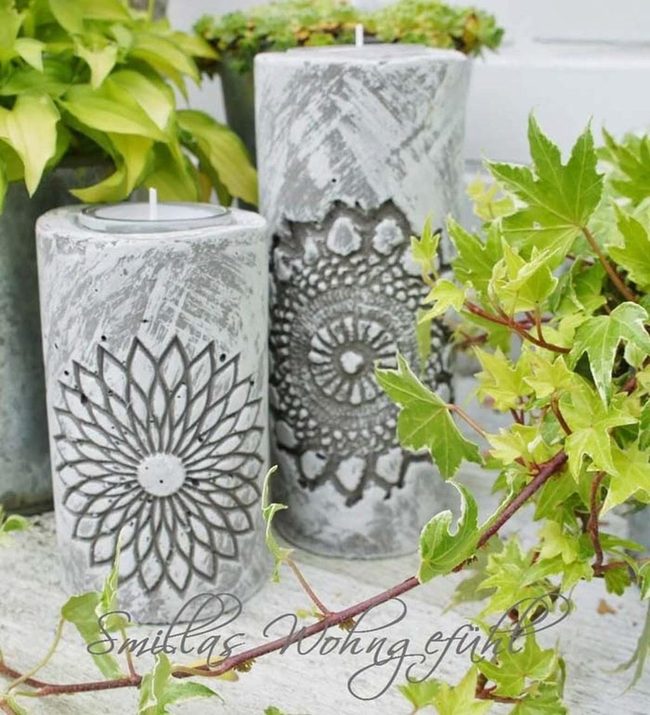 Concrete Sculptural Outdoor Candleholders