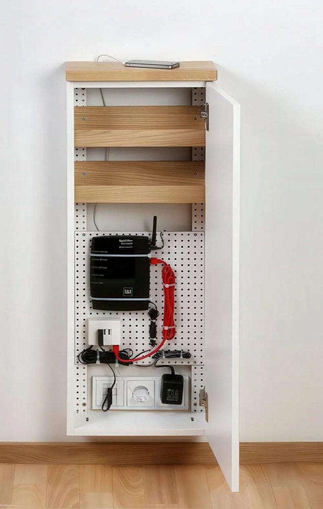 White Cabinet Red Cord Pop