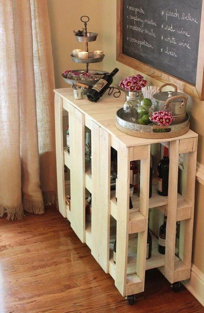 Raw Wood Metallic Drink Cart
