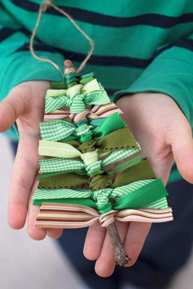 Ribbon-Wrapped Twig Ornaments