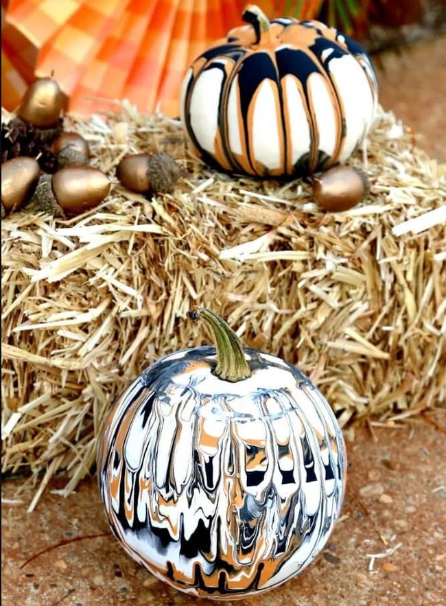 Splashy Paint-Dripped Pumpkins
