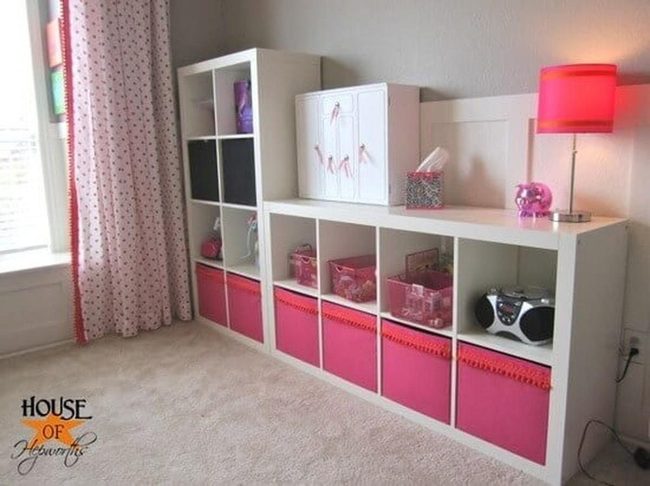 Horizontal Shelves Keep Bedroom Clutter Gone