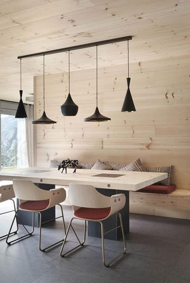 Wooden Warmth, Red Chair Accents