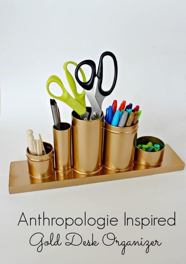 Gold Metallic Desk Organizer
