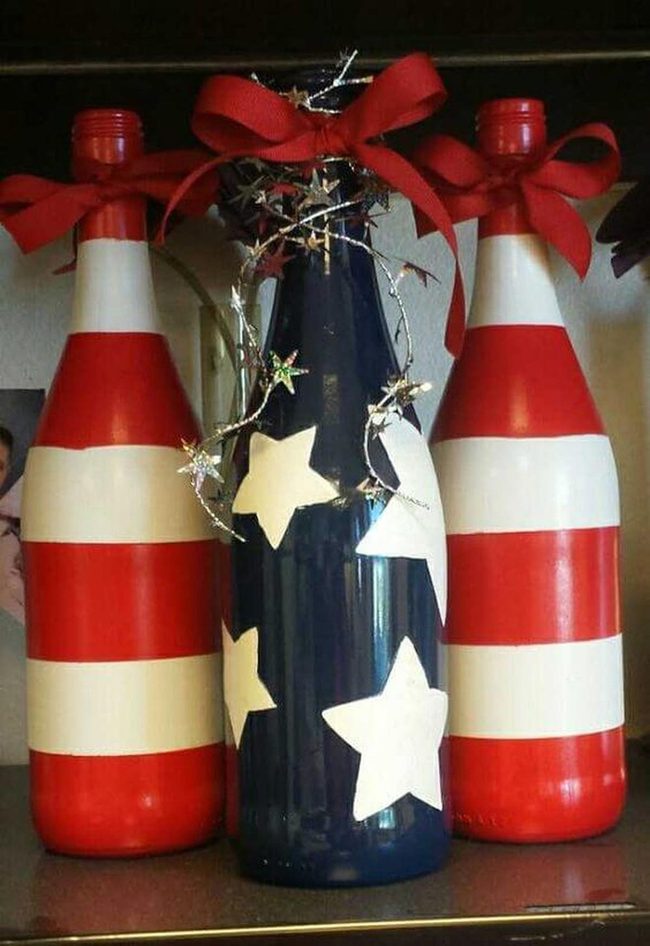 Red White Blue Striped Bottles