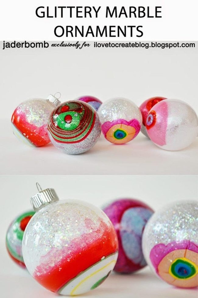 Glittery Marble Baubles