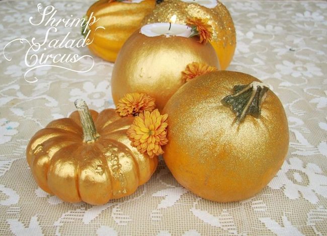 Glittery Pumpkins On Lace