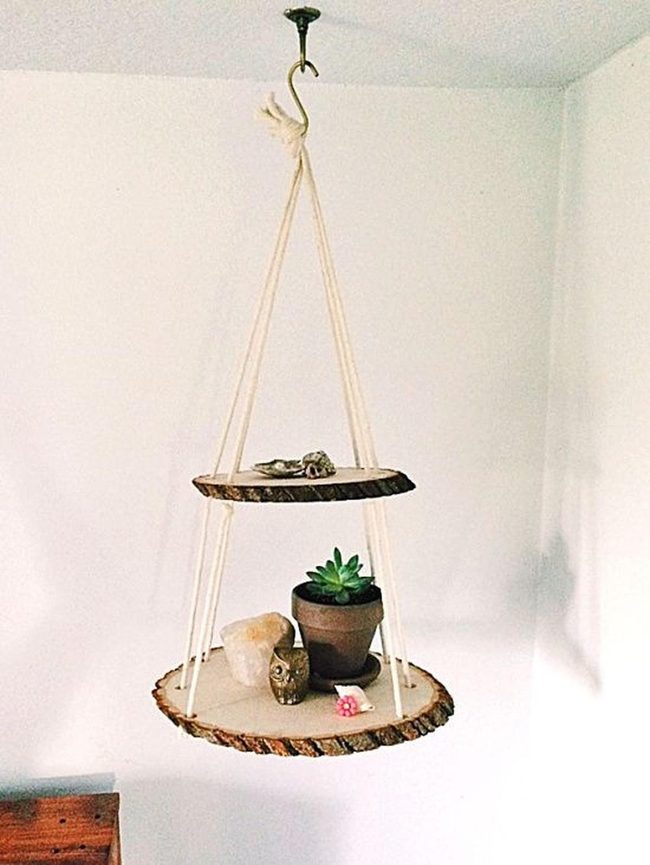 Raw Wood Bark Shelves