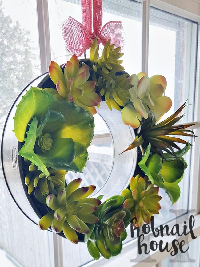 Pink Ribbon Succulent Wreaths