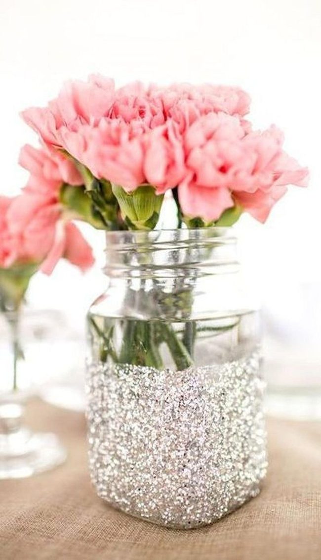 Shimmering Glitter Jars Centerpieces