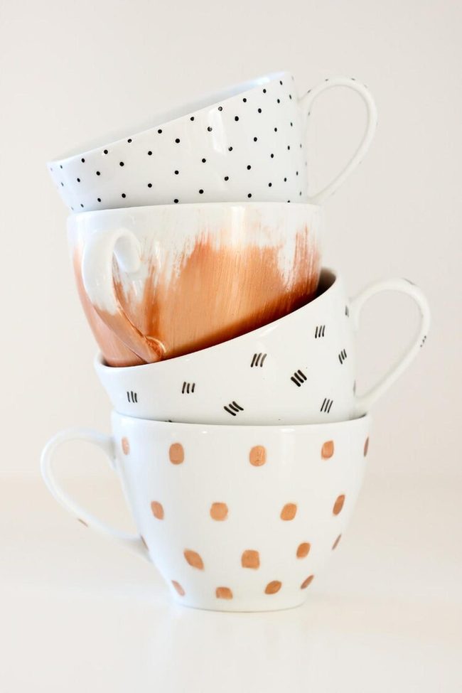 Rose Gold Diagonal Dash Mugs