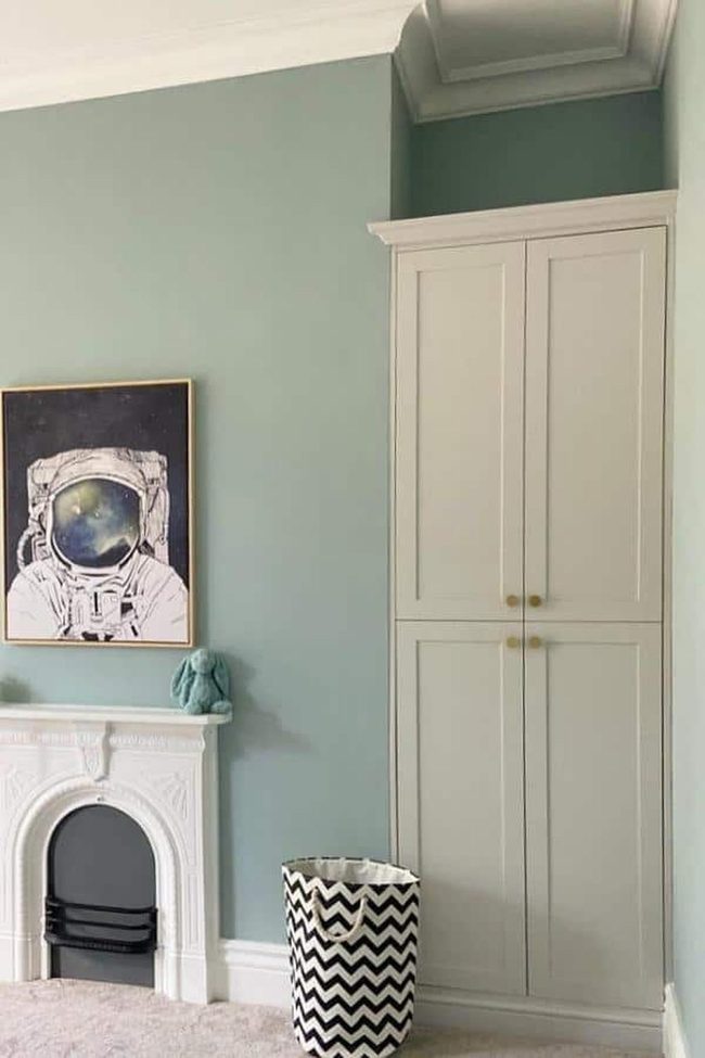 Seafoam Walls Meet Cream Wardrobe