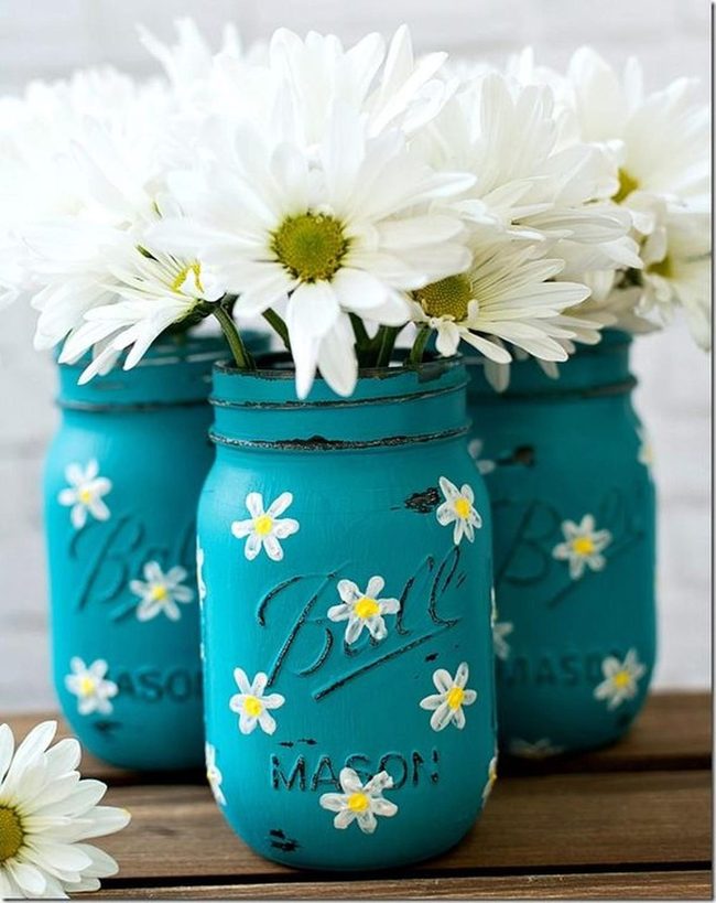 Painted Glass Jars Bloom