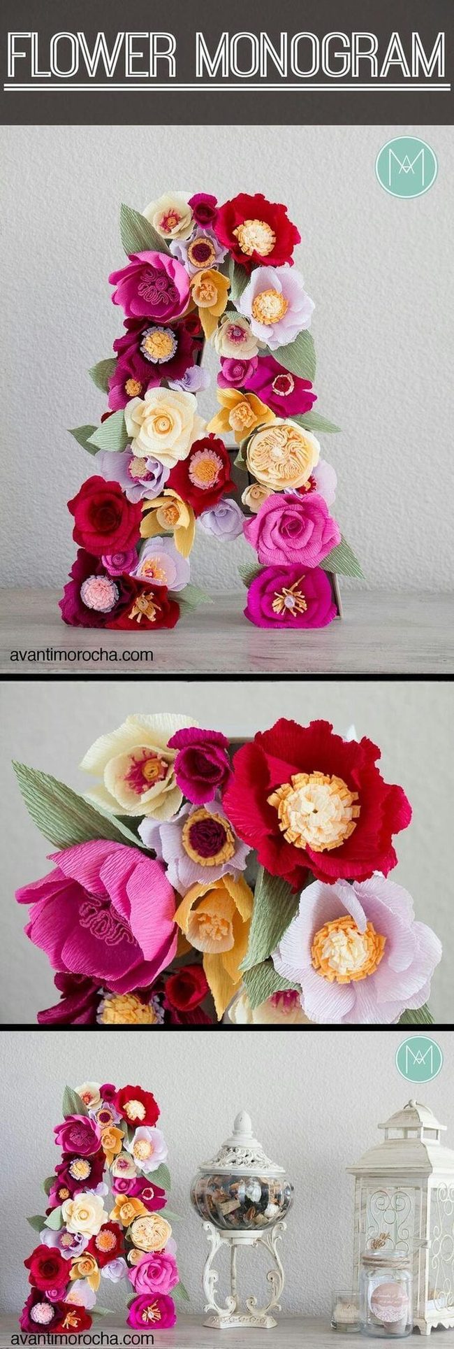 Colorful Paper Flowers Initial Art